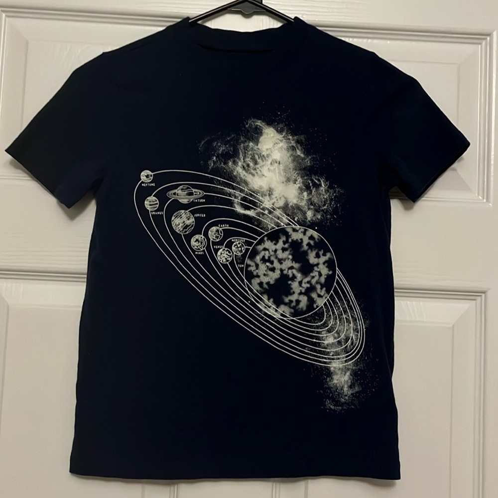 Navy, Lands End, solar system tee. Boys 8.